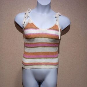 Pink Lily White and Orange Ribbed Camisole